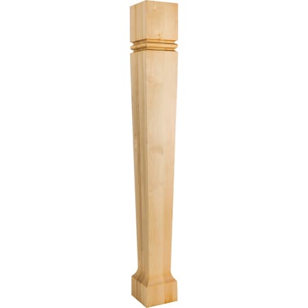 Hardware Resources 5" Wx5"Dx42"H Rubberwood Bullnose Tapered Post P80-5-42-RW